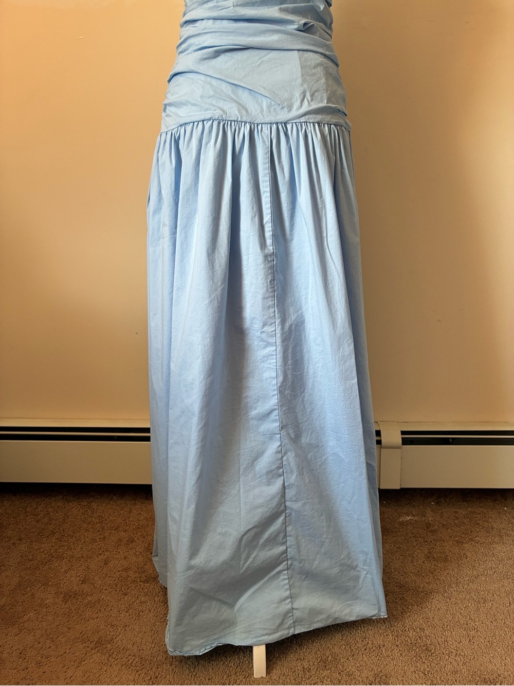 Peppermayo Strapless Ruched Light Sky Blue Maxi Dress size Medium - Picture 9 of 9